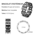 Bracelet multifonctionnel en acier inoxydable 29-en-1