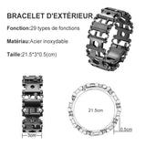 Bracelet multifonctionnel en acier inoxydable 29-en-1