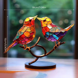 Ornements en Verre Teinté Oiseaux sur Branches