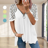 Chemisier motif coeur avec manches en dentelle avec fermeture éclair