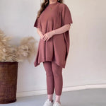Ensemble deux pièces en tricot extensible pour femmes