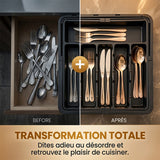 Plateau de rangement extensible et réglable pour ustensiles de cuisine