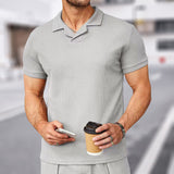 Nouveau polo à col en V gaufré d'été 2023