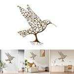 Décoration murale en métal colibri et brindilles