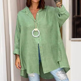 Chemise décontractée en lin de couleur unie