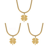 Collier en titane avec trèfle à quatre feuilles