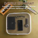 Pochette rigide à double fermeture zippée