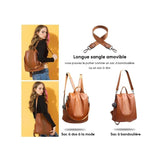 Sac à bandoulière antivol en cuir PU