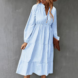 Robe à Manches Longues avec Imprimé Rayé