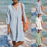 Robe chemise unie avec poche