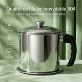 Pot à huile en acier inoxydable avec filtre