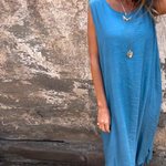 Robe sans manches à double épaisseur de couleur unie