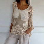 Tops en crochet à col rond et creux étoiles