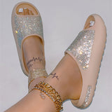 Belles pantoufles d'été pour femmes avec strass