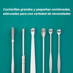 Juego de 6 piezas de herramienta de limpieza para oídos de acero inoxidable con espiral y masaje