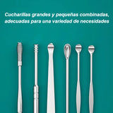 Juego de 6 piezas de herramienta de limpieza para oídos de acero inoxidable con espiral y masaje