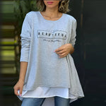 Lettre Col rond Faux T-Shirt deux pièces