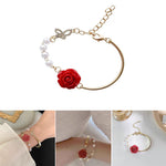 Bracelet de luxe en perles de rose rouge