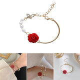 Bracelet de luxe en perles de rose rouge