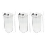 Verre à boisson carré, chic et pratique, avec couvercle et paille