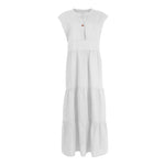 Robe sans manches en coton et lin à un bouton