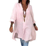 Chemise décontractée en coton lin fendu
