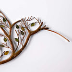 Décoration murale en métal colibri et brindilles