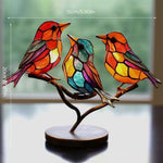 Ornements en Verre Teinté Oiseaux sur Branches