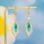 Boucles d'oreilles en rameaux d'or et feuilles de jade