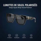 Lunettes de Soleil Carrées Polarisées avec Design Enveloppant