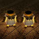 Lampe de jardin solaire en métal Hibou