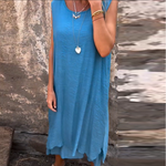 Robe sans manches à double épaisseur de couleur unie