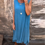 Robe sans manches à double épaisseur de couleur unie