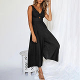 Combinaisons à encolure en V avec découpes et jambes larges