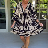 Robe à Manches Trois Quarts à Col en V