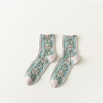 Chaussettes rétro en coton à fleurs