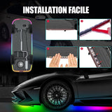 Bande LED flexible RVB étanche pour châssis de voiture(4pcs)