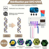 Stérilisateur de brosse à dents intelligent à lumière UV, distributeur de dentifrice à monter sur le mur