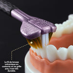 Brosse à dents à trois têtes et trois faces