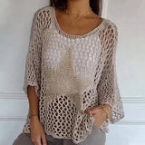 Tops en crochet à col rond et creux étoiles