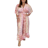 Combinaisons Kimono Col en V à Imprimé Géométrique