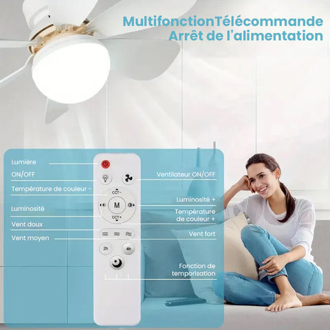 Ventilateur de plafond LED 2 en 1 avec télécommande, base E27E26/B22