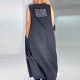 Robe longue décontractée sans manches à imprimé abstrait