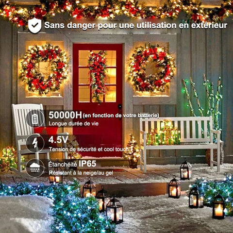 Guirlande LED de Noël étanche avec télécommande à 8 modes