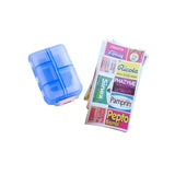 Organisateur de pilules portable avec étiquettes