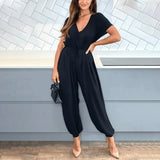 Pantalon harem à lacets et col en V