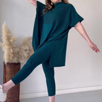 Ensemble deux pièces en tricot extensible pour femmes