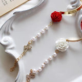 Bracelet de luxe en perles de rose rouge