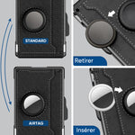 Fentes à cartes en cuir Pu pour AirTag, style homme d'affaires