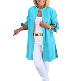 Vestes chemises longues unies en coton